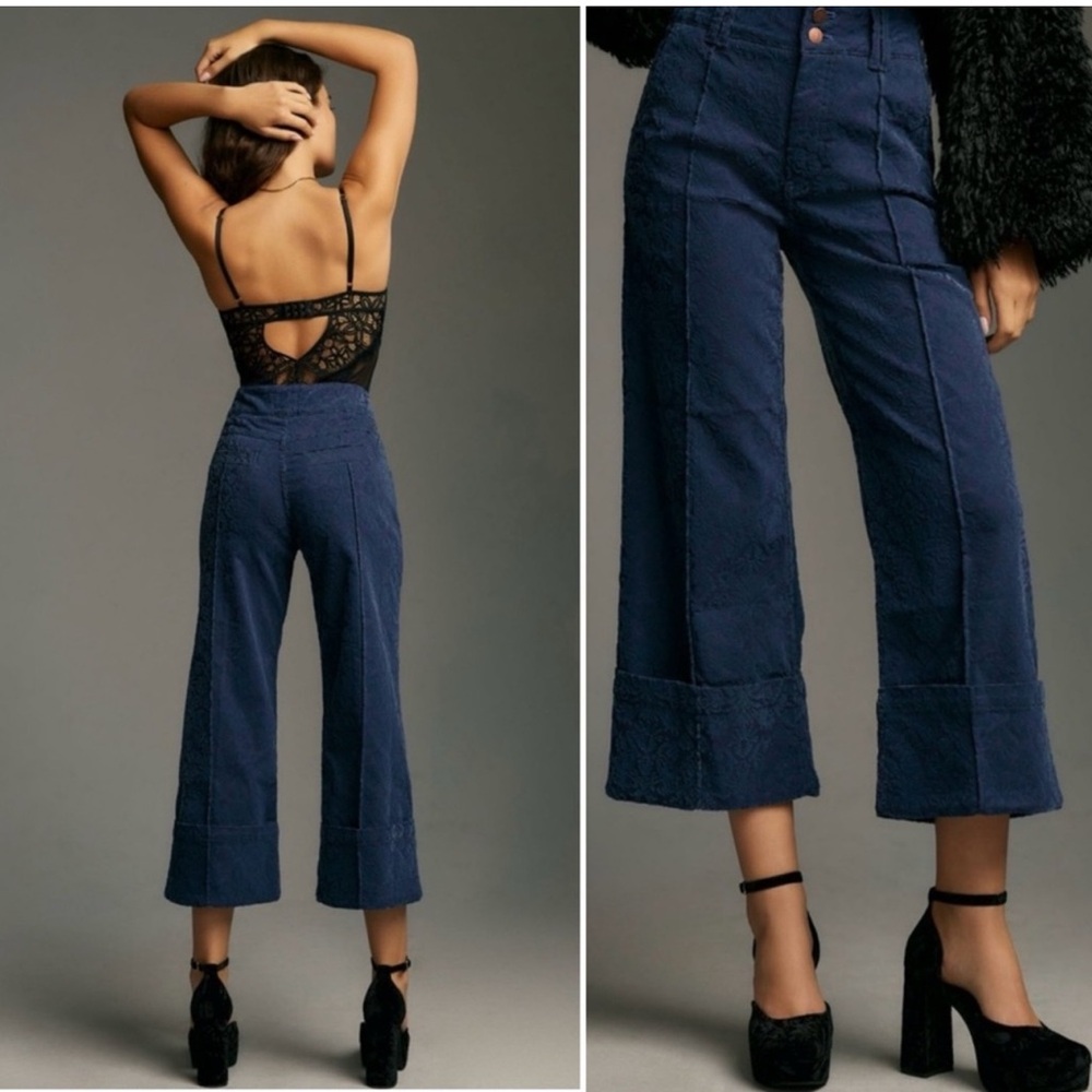 Anthropology PILCRO WIDE-LEG CUFFED PANTS - NWT